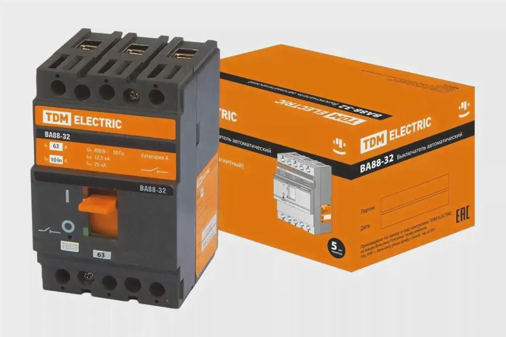 Выключатель автоматический 3П 63А 25кА ВА88-32 TDM ELECTRIC (1,20шт.)
