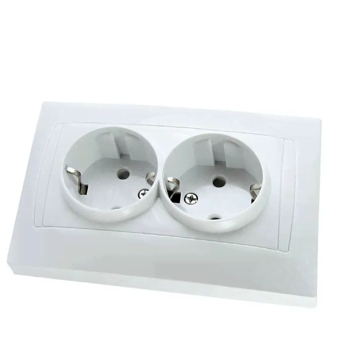 Розетка двойная TDM Electric ЛАМА, скрытый монтаж, с заземлением, белый, SQ1815-0013-0