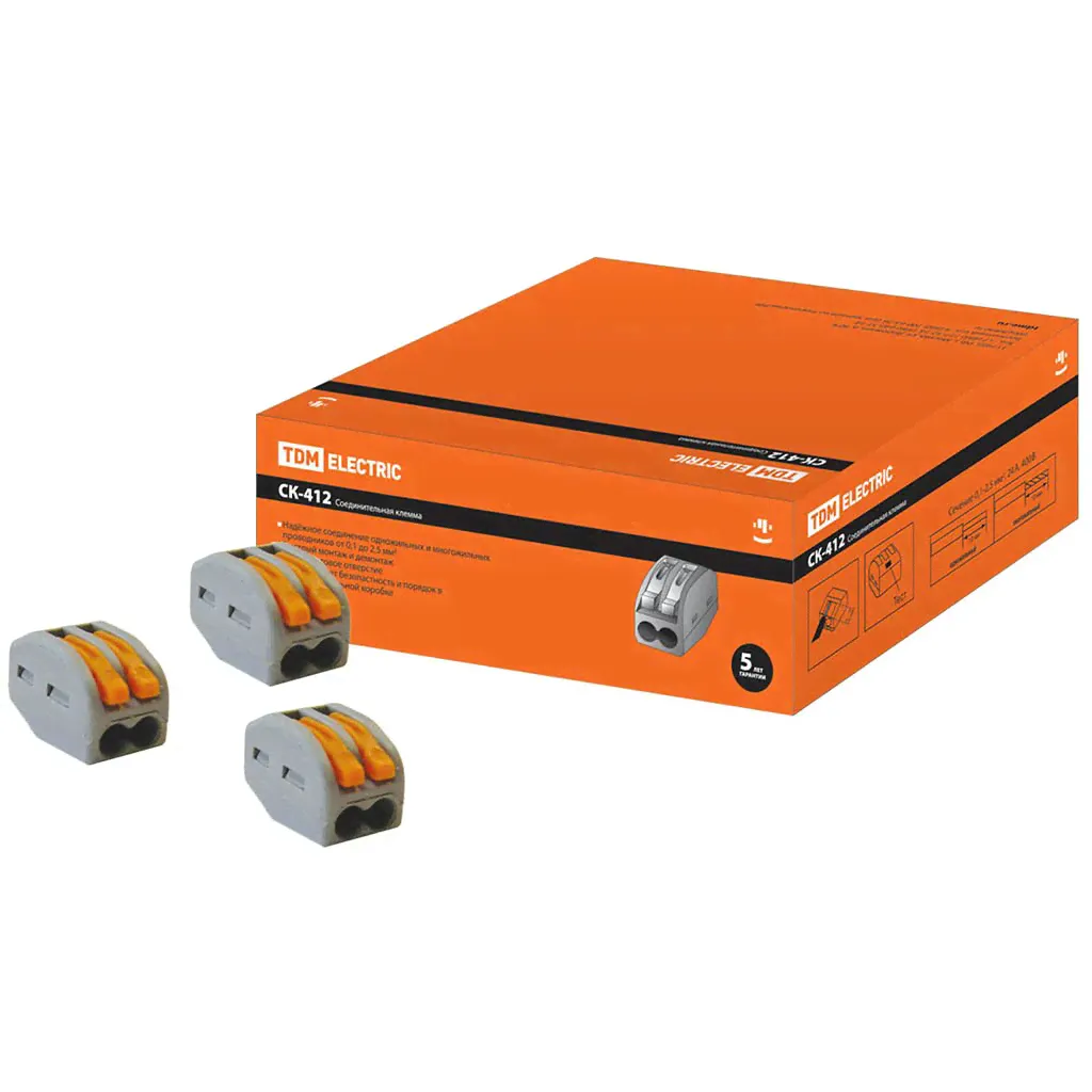 Клемма СК-412, соединительная, пластик, 2.5 мм², TDM Electric, SQ0527-0001-0